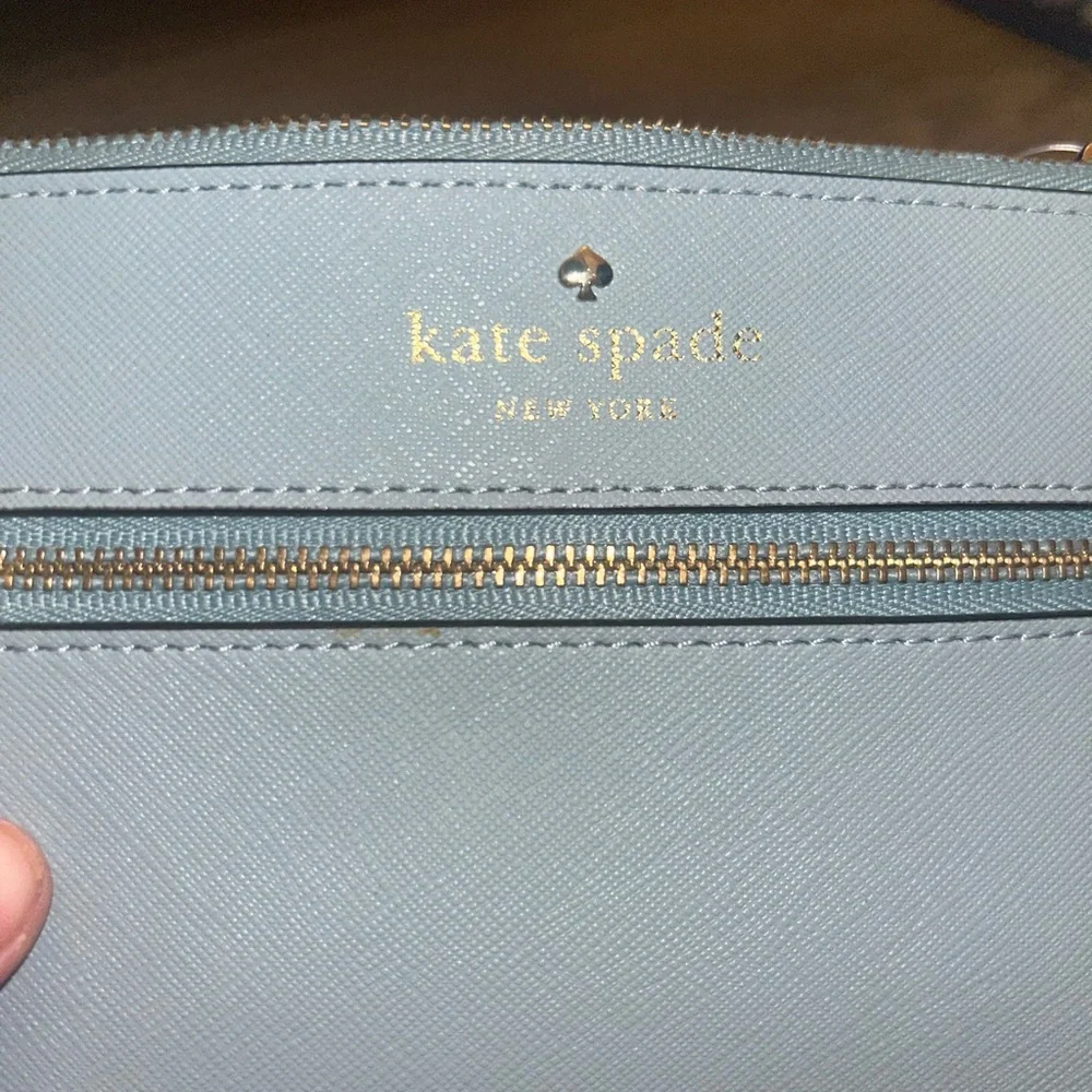 Kate Spade Blue Leather Wristlet with Wrist Strap